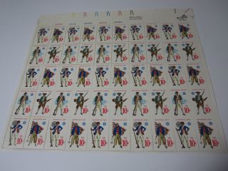 Vtg Lot 50 Us Stamps Plate Block 10 Cent 1970s Continental Army Navy Marines Wow