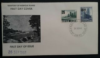 1960 Norfolk Island Surcharged Pictorial Stamps Fdc Ties 2 Stamps
