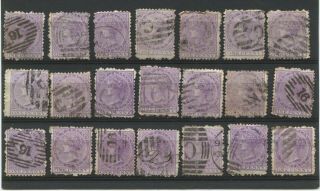 Zealand - 1874 / 1878 " One Penny Lilac " 21 Copies For Shades/cancels