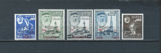 Middle East Qatar Quatar Jfk Ovpt Further Revalued In Red Mnh Stamp Set