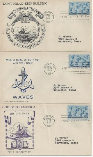 1945 Navy 935 20 First Day Covers With Different Cachets - Variety