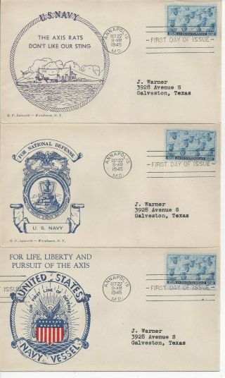 1945 Navy 935 20 First Day Covers with Different Cachets - Variety 2