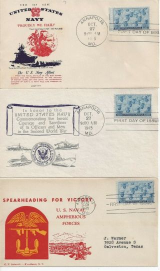 1945 Navy 935 20 First Day Covers with Different Cachets - Variety 4