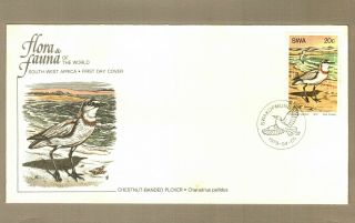 Chestnut - Banded Plover Bird South - West Africa 1979 Flora & Fauna Fdc,  Info Card