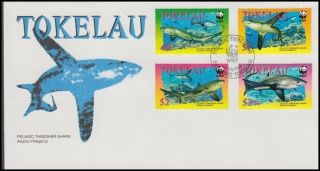 Tokelau Islands 2002 Fdc Endangered Shark Species Wwf (id:181/d57538)
