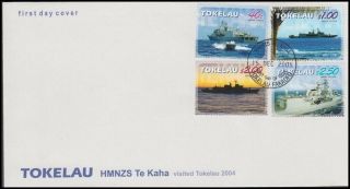 Tokelau Islands 2005 Fdc Hmnzs Te Kaha Ship Visit Set (x4) (id:181/d57657)