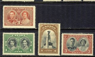 1939 246 1¢ 247 2¢ 248 3¢ King George Vi Royal Visit Issue Set,  237 3¢ Nh