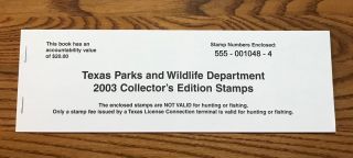 Booklet Texas 2003 - State Duck Stamp - Og Nh 8 Stamps