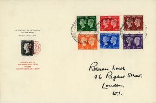 Gb 1940 Stamp Centenary,  Robson Lowe Special Illustrated Fdc Cat £50,