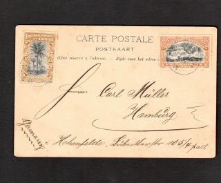 Congo 1899: 15c & 25c Stamps On Souvenir Picture Postcard From Banana To Hamburg