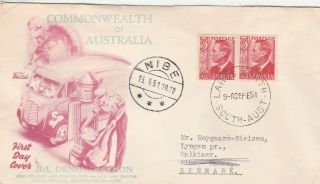 Australia To Denmark Largs North Sa George Vi 3dx2 Cacheted First Day Cover 1952