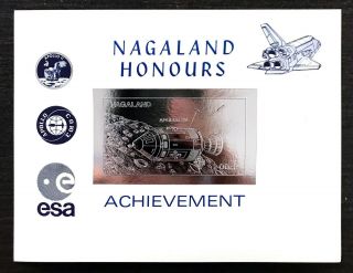 1 Nagaland Silver Sheet Imperforated With Blue Overprinted With Space
