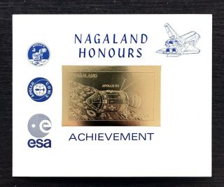 1 Nagaland Gold Sheet Imperforated With Blue Overprinted With Space