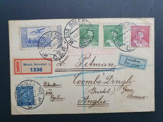 1932 Airmail Registered Cover Cz Czechoslovakia B229.  14 Start 0.  99$