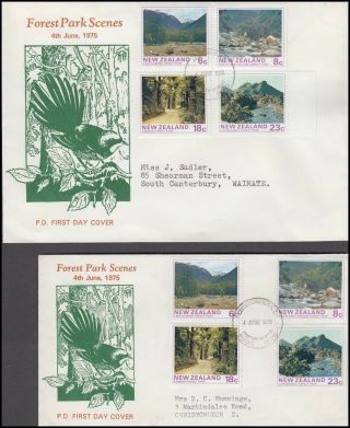 Zealand 1975 Forest Parks Illustrated Fdc’s (x2)
