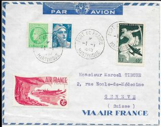 France Air Cover 1949 To Switzerland