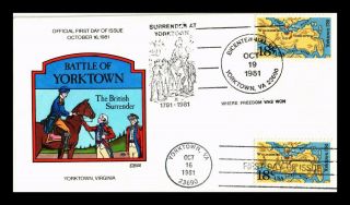 Us Cover Battle Of Yorktown Fdc Combo Collins Hand Colored Cachet