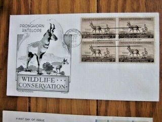 Wildlife Conservation Pronghorn Antelope Aristocracts Cachetblock 1956 Fdc