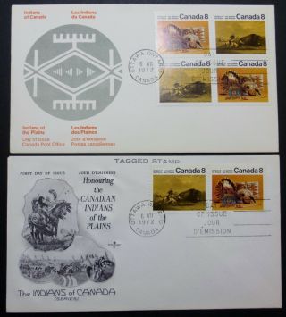 Canada 2 X Fdc 1972 - 563 - 563b (gt2 Tagged) - Indians Of Canada - (p17)