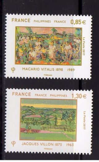 France 2017 Philippines Joint Issue Art Painting Villon Macario Vitalis 2v Mnh