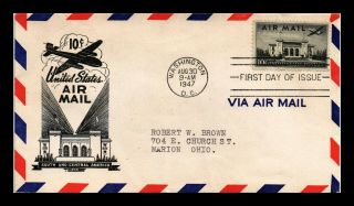 Dr Jim Stamps Us 10c Air Mail Ioor First Day Cover Washington Dc Scott C34