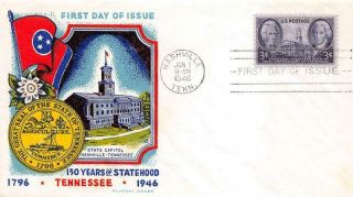 941 3c Tennessee Statehood,  Fluegel Multicolor Cachet,  Unaddressed [e542816]