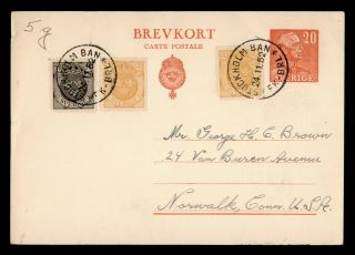 Dr Who 1952 Sweden Stockholm To Usa Postal Card Uprated Stationery C42311