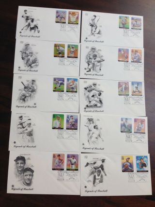 2000 First Day Of Issue 20 Thirty - Three Cent Stamps Honoring Legend Of Baseball