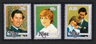 Niue Charles And Diana Wedding 3v Mnh Sg 430 - 432 Sc 340 - 342