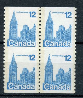 Weeda Canada 729 Vf Mnh Coil Block Of 4,  Centre Scoreline,  12c Blue Parliament