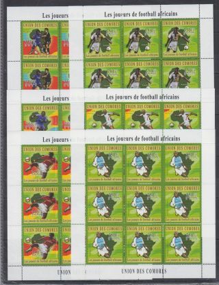 H284.  9x Comoro - Mnh - Sport - Football - Africa - Full Sheet