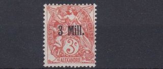 French Colonies Alexandria 1921 - 23 3m On 3c Orange Red Mh