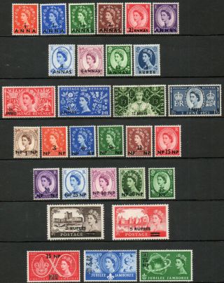 British Postal Agencies Eastern Arabia 1952 - 57 Qeii Sets Of Stamps Lmm/mnh