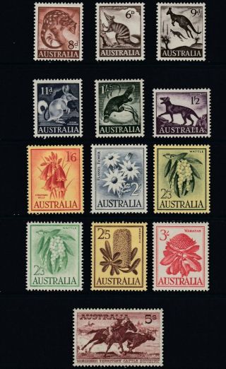 Australia 1959 - 1964 Definitive Set Sg 316 - 327 Mounted