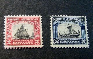 Us Stamp Scott 620 - 621 Norse - American Issue 1925 Mnh L192