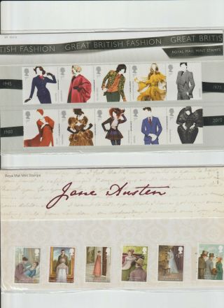 2 Presentation Packs From 2012/13 British Fashion & Jane Austen P471/8