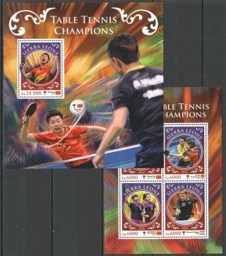 St374 2016 Sierra Leone Sport Table Tennis Ping Pong Champions Kb,  Bl Mnh Stamps
