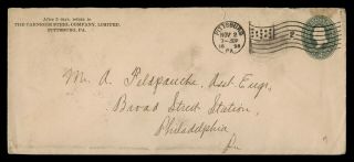 Dr Who 1898 Pittsburgh Pa Flag Cancel Stationery Advertising Steel Co E49085