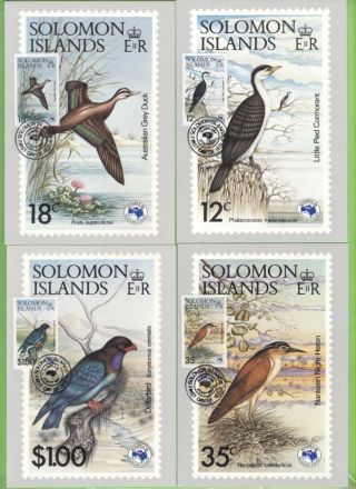 Solomon Islands 1984 Ausipex Birds Issue Set Of Maximum Cards,  Fdi