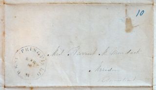 1842 West Springfield Ma Stampless Cover Folded Letter To Murdock Of Meriden Ct