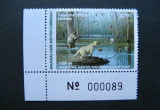 1998 Arkansas State Duck Migratory Waterfowl Stamp Mnhog