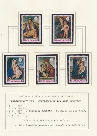 Xb71158 Cook Islands 1971 Madonna & Child Art Paintings Fine Lot Mnh