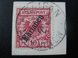 Marianen German Colony Mi.  3ii Scarce Stamp On Piece Cv $66.  00