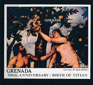 D000386 Paintings Art Nudes 500th Anniversary Birth Of Titian S/s Mnh Grenada