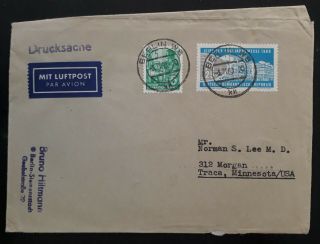 Scarce 1960 Germany (ddr) Airmail Cover Ties 2 Stamps Canc Berlin To Usa