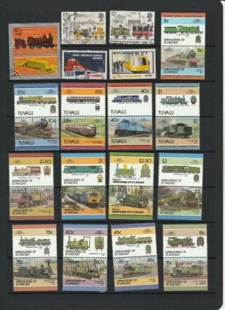 Trains Locomotives - Thematic Stamp Selection 3 Scans (2390l)