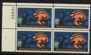 Scott 1548 Us Stamp 1974 10c The Legend Of Sleepy Hollow Mnh Plate Block Of 4 Ul