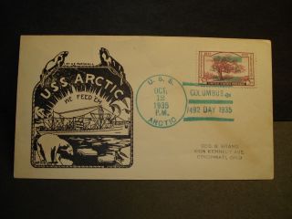 Uss Arctic Af - 7 Naval Cover 1935 Parshall Columbus Day Cachet Polar Bear