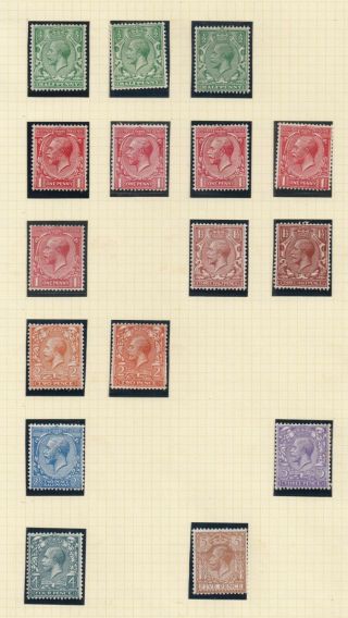 Lot:31682 Gb George V 1912 Definitive Issues Mounted Selection Some Dupli