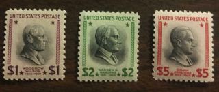 Scott 832 - 833 - 834 1938 Issues $1 - $2 - $5 Mnh